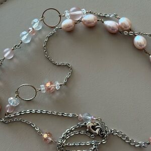 Delicate Pink Pearl & Crystal Women’s Necklace - Unbranded
